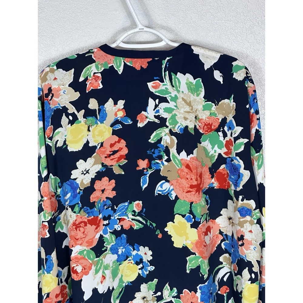 Ralph Lauren LRL Navy Floral Popover Tunic Plus Sz 2X Long Sleeve Split Neck - Picture 7 of 10
